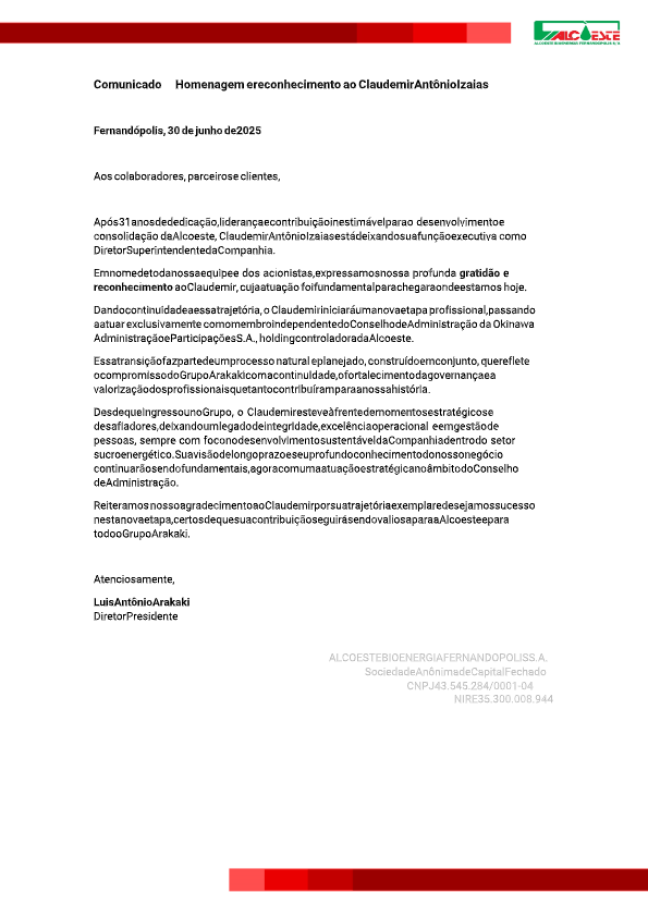 Comunicado – Homenagem e reconhecimento ao Claudemir Antônio Izaias